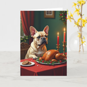 Franse Bulldog Kerstavond Feest Schilderij Kaart