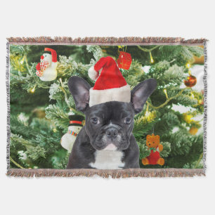Franse Bulldog Kerstboom Ornamenten Sneeuwman Deken