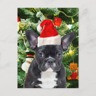 Franse Bulldog Kerstboom Ornamenten Sneeuwman Feestdagenkaart