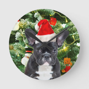 Franse Bulldog Kerstboom Ornamenten Sneeuwman Ronde Klok