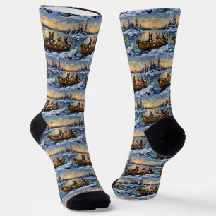 Franse Bulldog Kerstboot Vakantie Sokken
