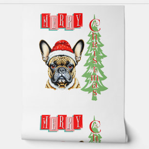 Franse Bulldog kerstcadeau Behang