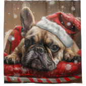 Franse Bulldog Kerstfeest Douchegordijn (Voorkant)