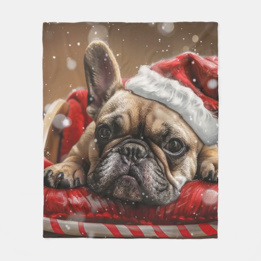 Franse Bulldog Kerstfeest Fleece Deken (Voorkant)