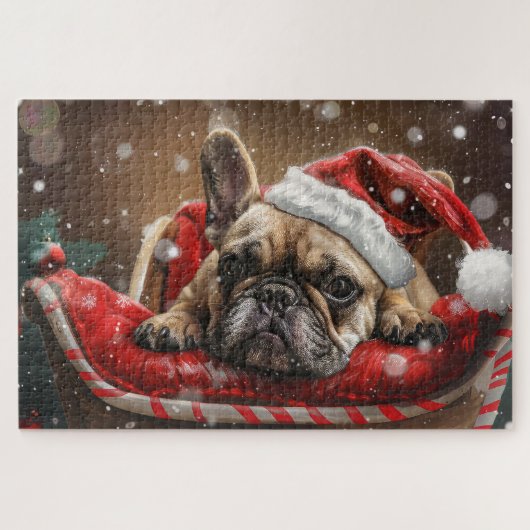 Franse Bulldog Kerstfeest Legpuzzel (Horizontaal)