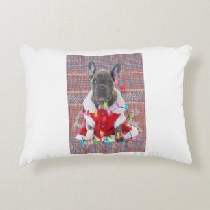 Franse Bulldog kerstlampjes met lelijke Sweater Do Accent Kussen