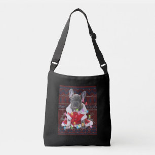 Franse Bulldog kerstlampjes met lelijke Sweater Do Crossbody Tas