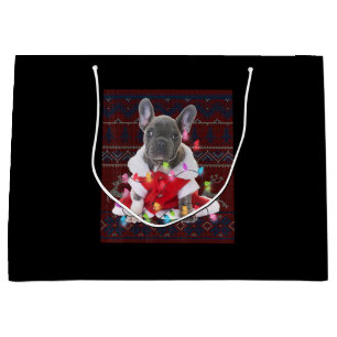 Franse Bulldog kerstlampjes met lelijke Sweater Do Groot Cadeauzakje