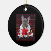 Franse Bulldog kerstlampjes met lelijke Sweater Do Keramisch Ornament (Links)