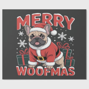 Franse Bulldog Kerstman Hoed Prettig Kerstfeest Ho Cadeaupapier