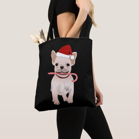 Franse bulldog kerstmis draagtas (Dichtbij)