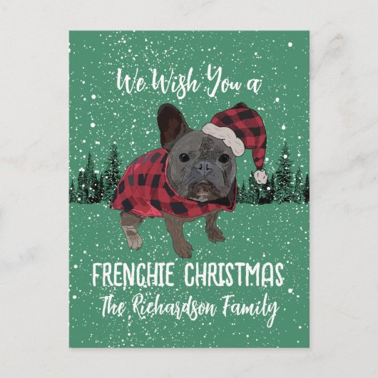 Franse Bulldog Kerstmis Gepersonaliseerde Hond Fre Briefkaart (Voorkant)