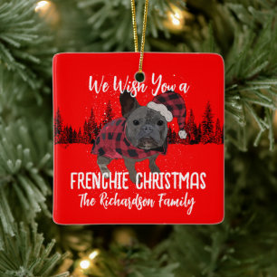 Franse Bulldog Kerstmis Gepersonaliseerde Hond Fre Keramisch Ornament