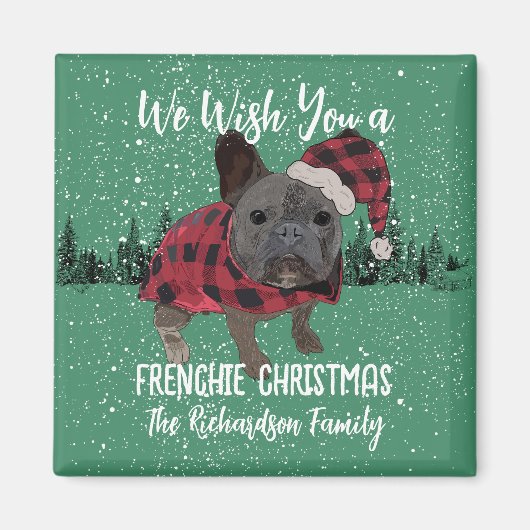 Franse Bulldog Kerstmis Gepersonaliseerde Hond Fre Magneet (Voorkant)