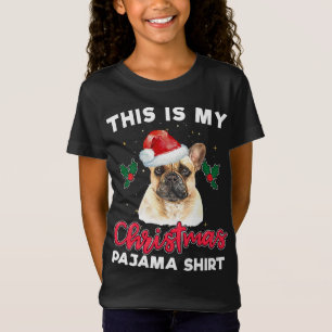 Franse Bulldog Kerstmis Pyjama Santa Hondenliefheb T-shirt