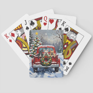 Franse Bulldog Kerstmis Rode Truck Kerst Pokerkaarten