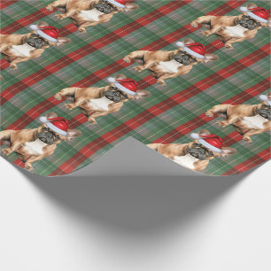 Franse Bulldog Kerstmis Rood Groen Geruit Kerst Cadeaupapier