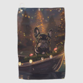 Franse Bulldog kerstvakantie Golfhanddoek (Voorkant)