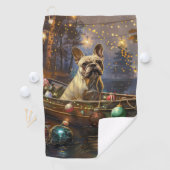 Franse Bulldog kerstvakantie Golfhanddoek (Insitu)