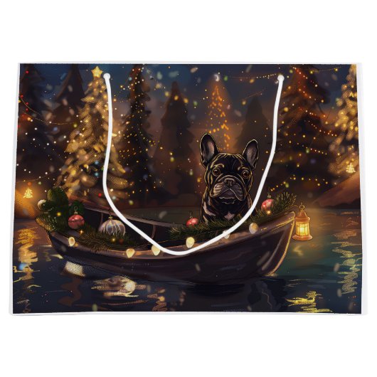 Franse Bulldog kerstvakantie Groot Cadeauzakje (Voorkant)