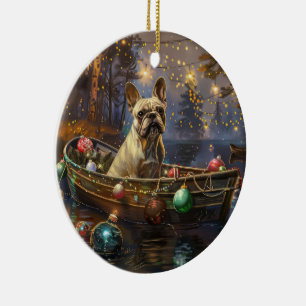 Franse Bulldog kerstvakantie Keramisch Ornament