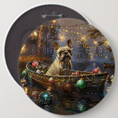 Franse Bulldog kerstvakantie Ronde Button 6,0 Cm (Voorkant /achterkant)
