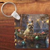 Franse Bulldog kerstvakantie Sleutelhanger (Voorkant)