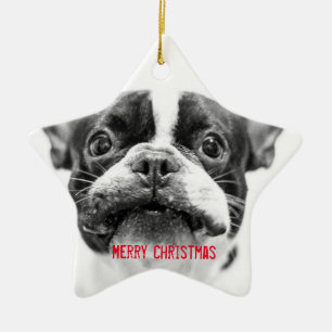 Franse Bulldog kerstversier Star Custom Keramisch Ornament