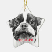 Franse Bulldog kerstversier Star Custom Keramisch Ornament (Links)
