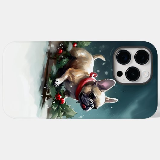 Franse Bulldog Kerstwinter sneeuw Case-Mate iPhone Case (Achterkant (horizontaal))