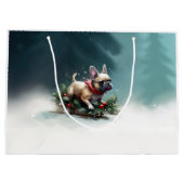 Franse Bulldog Kerstwinter sneeuw Groot Cadeauzakje (Achterkant)