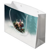 Franse Bulldog Kerstwinter sneeuw Groot Cadeauzakje (Achterkant Gekanteld)