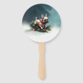 Franse Bulldog Kerstwinter sneeuw Handwaaier (Achterkant)