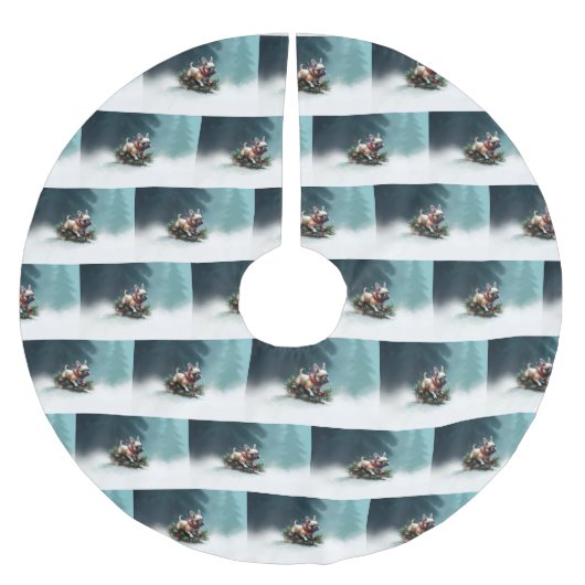 Franse Bulldog Kerstwinter sneeuw Kerstboom Rok (Voorkant)