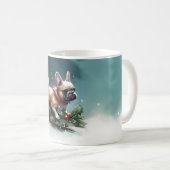 Franse Bulldog Kerstwinter sneeuw Koffiemok (Voorkant rechts)