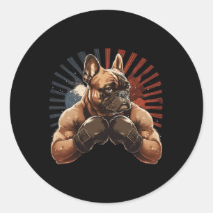 Franse Bulldog Kickboksen Martial Art Boksen Hond  Ronde Sticker