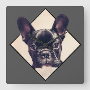 Franse Bulldog kleine vierkante muurklok Klok