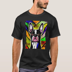 Franse Bulldog - Kleurrijk Gebrandschilderd Glas P T-shirt