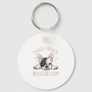 Franse Bulldog Lady ontwerp voor uw franchise vrou Sleutelhanger