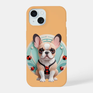 Franse Bulldog Ladybug Pastel Papier Snijkunst iPhone 15 Hoesje