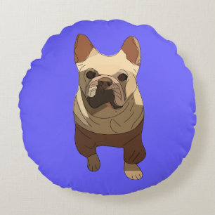 Franse Bulldog, Lavendel Paars Rond Kussen