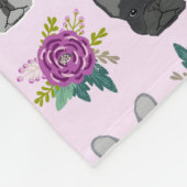 Franse Bulldog Lavender Florals Fleece Deken (Hoek)