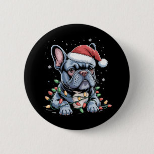 Franse Bulldog Liefhebber Frenchie Kerstmuts Kerst Ronde Button 5,7 Cm