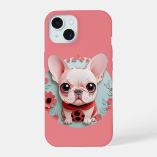 Franse Bulldog lieveheersbeestjes Bloemen Papier S iPhone 15 Hoesje