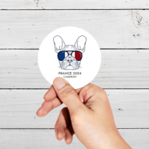Franse Bulldog lijn Art Frankrijk 2024 aangepaste Ronde Sticker