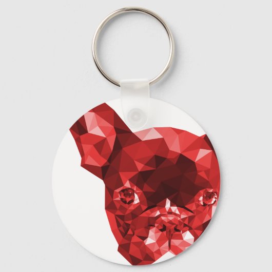 Franse Bulldog Low Poly Art in Red Sleutelhanger (Voorkant)