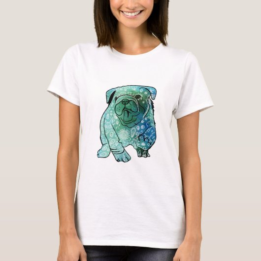 Franse Bulldog Mandala Art Basic T-shirt, wit T-shirt (Voorkant)