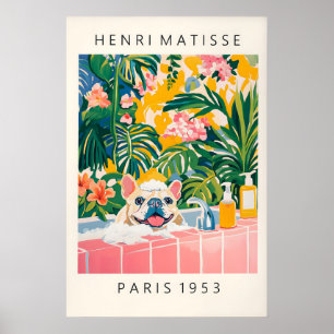 Franse Bulldog Matisse Kunstprint Grappige Badkame Poster