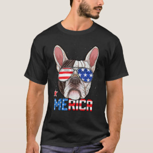 Franse Bulldog Merica 4 juli Mannen Jongens Hond P T-shirt