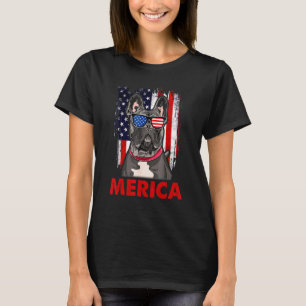 Franse Bulldog Merica Patriottische Amerikaanse Vl T-shirt
